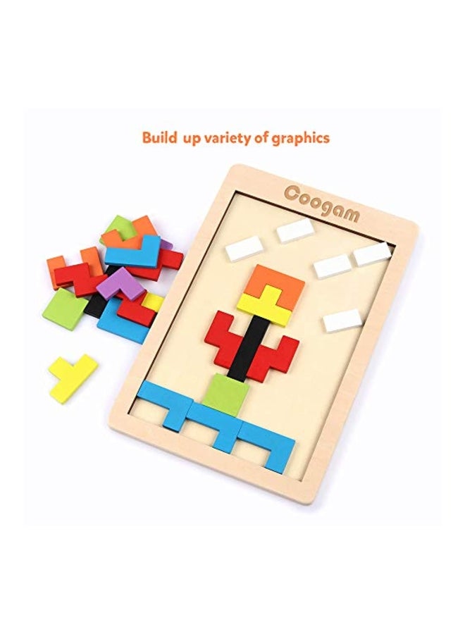 مجموعة قطع أحجيات تركيب خشبية لإعمال العقل، مكونة من 40 قطعة - Image 5